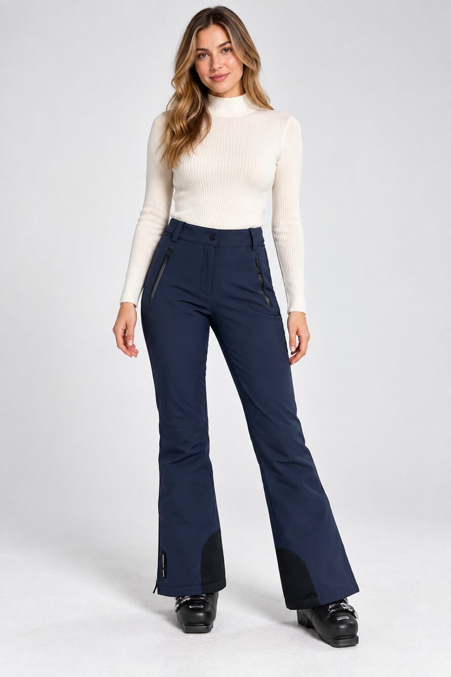 Zara Ski Flare Pants Women's M Navy RECCO Fleece Lined Water Resistant NWT